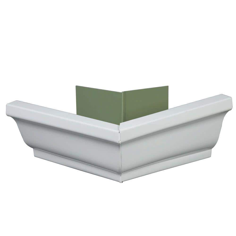 6 in. White Aluminum K-Style Outside Gutter Miter