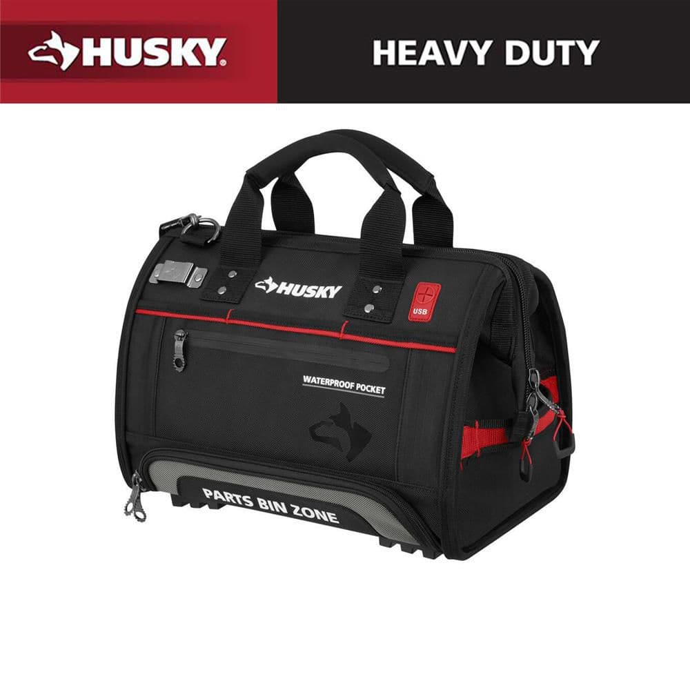 16 in. Large Mouth Tool Bag with Parts Bin Zone