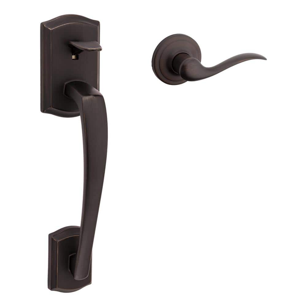 Prescott Door Handleset Only with Tustin Door Handle in Venetian Bronze