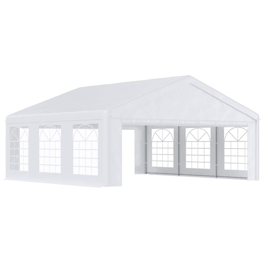 20 ft. x 20 ft. White Wedding Tent and Carport, Portable Garage with Removable Sidewalls, Large Outdoor Canopy