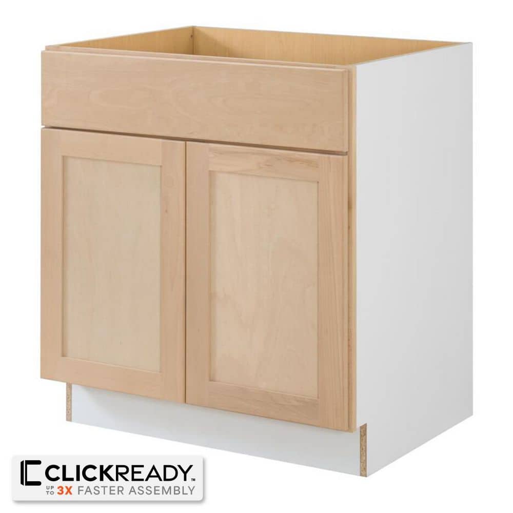 30 in. W x 24 in. D x 34.5 in. H Ready to Assemble Base Kitchen Cabinet in Unfinished with CLICKREADY Technology