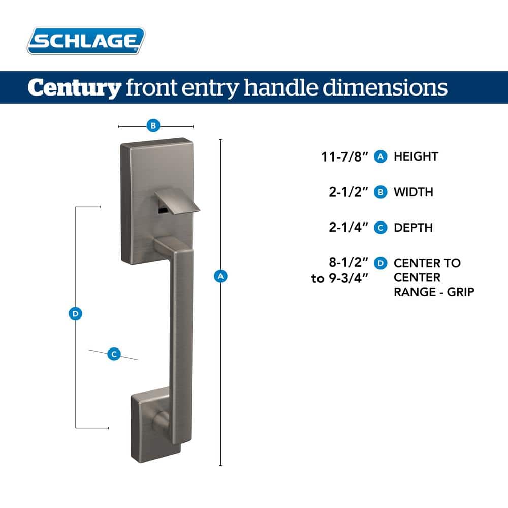 Century Matte Black Door Handleset Grip with Latitude Door Handle and Century Trim