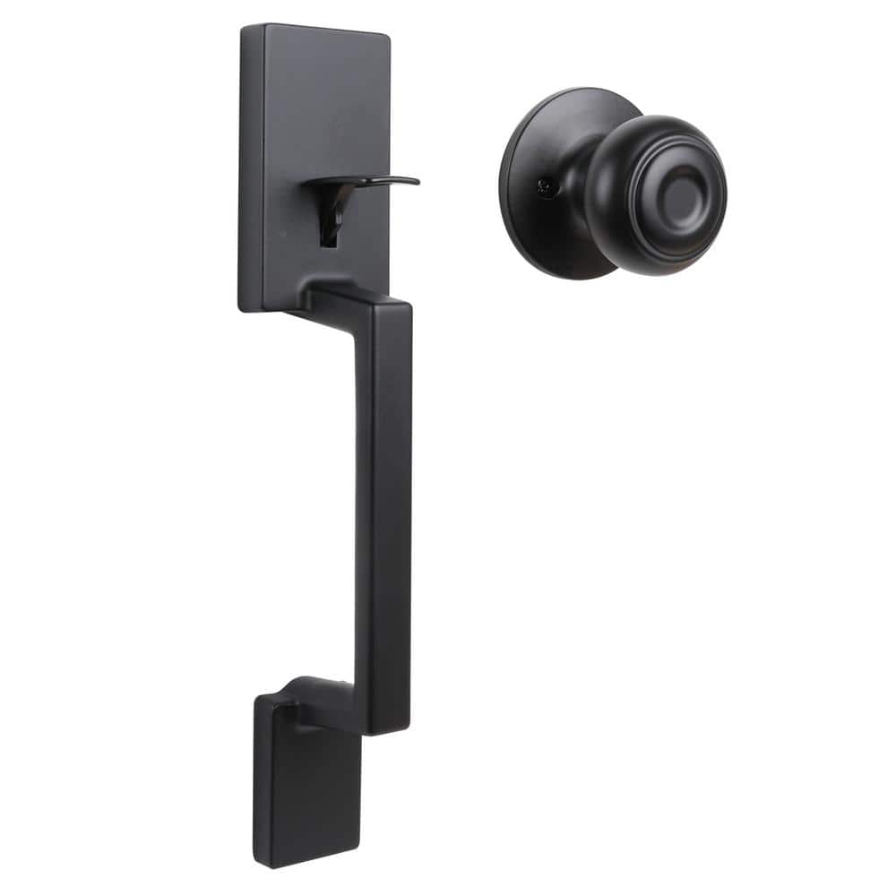 Edmonton Matte Black Entrance Door Handleset with Hartford Interior Knob