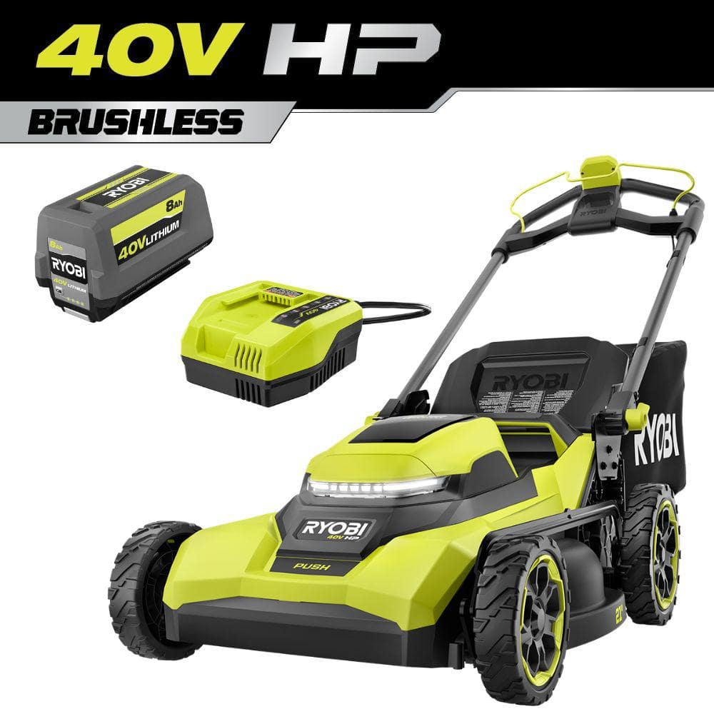 40V HP Brushless 21 in. Cordless Battery Walk Behind Push Lawn Mower with 8.0 Ah Battery and Charger