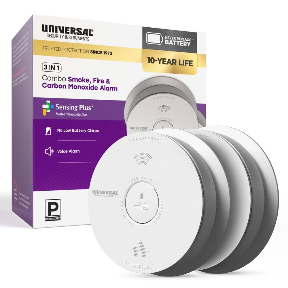 2-Pack 10-Year Battery Combination Smoke and Carbon Monoxide Detector with Voice Alarm and LED Warning Light